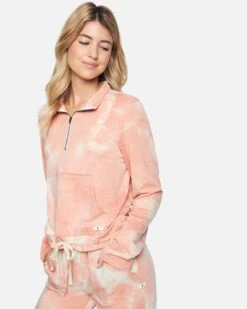 Quarter Zip Pullover -Quality Apparel Shop 3hkj0291 coral almond dreamy tie dye 3 v2