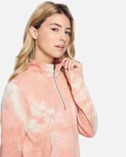 Quarter Zip Pullover -Quality Apparel Shop 3hkj0291 coral almond dreamy tie dye 5 v2