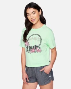 Nicks Cropped Crew Short Sleeve T-Shirt -Quality Apparel Shop 3hs1570646 mist green 3