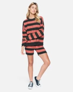 Drop Shoulders Sweater -Quality Apparel Shop 3hsl0243 faded rose large stripe 4 v2