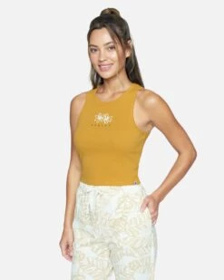 TALLIE CROP RIB TANK -Quality Apparel Shop 3ht6680708 honey gold 3
