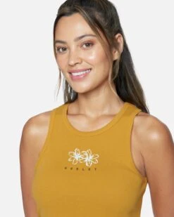 TALLIE CROP RIB TANK -Quality Apparel Shop 3ht6680708 honey gold 4