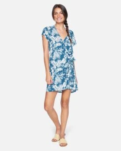 Wrap Dress -Quality Apparel Shop 3hwd0109 stellar leafs 4