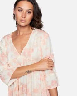 Bell Sleeve A-Line Dress -Quality Apparel Shop 3hwd0249 coral almond dreamy tie dye 5