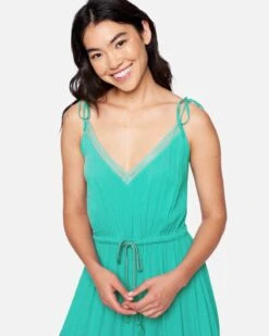 Peasant Midi Dress -Quality Apparel Shop 3hwd0531 green blue 4