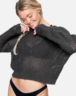 Easy Open Knit Sweater -Quality Apparel Shop 3hwkl0059 thunder grey 3