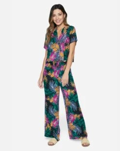 Pia Wide Leg Pant -Quality Apparel Shop 3hwp0874 palm 4