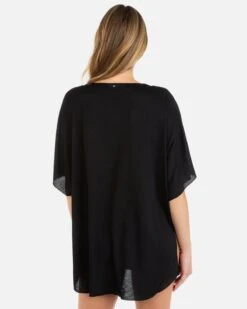 Solid Button Front Tunic -Quality Apparel Shop HC0082 BLACK 3