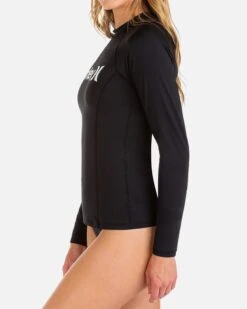 One And Only Solid Mock Neck Long Sleeve Rashguard -Quality Apparel Shop HR1048 BLACK 3