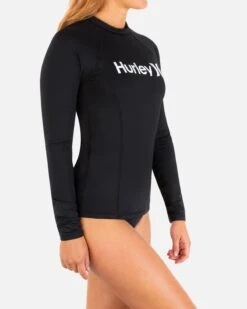 One And Only Solid Mock Neck Long Sleeve Rashguard -Quality Apparel Shop HR1048 BLACK 4