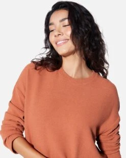 ESSENTIAL FLEECE RIBBED LONG SLEEVE TOP -Quality Apparel Shop dz24a055 baked clay 5 7429c635 16b8 41e7 a7d6 c0bffedd7688