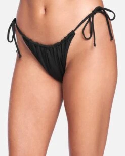 Solid Slider Tie Side Cheeky Bikini Bottom 8 Solid Slider Tie Side Cheeky Bikini Bottom -Quality Apparel Shop hb1019 black 3