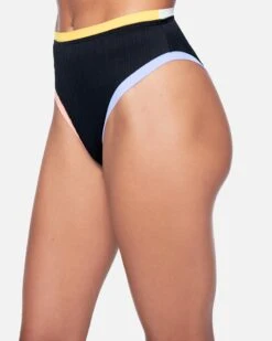 Colorblock Moderate High Waist Bikini Bottom 9 Colorblock Moderate High Waist Bikini Bottom -Quality Apparel Shop hb1082 black colorblock 4
