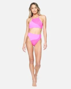 Party Wave Reversible Moderate High Waist Bikini Bottom -Quality Apparel Shop hb1163 hot watermelon 4 v2