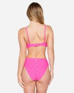 Terry Pop Moderate High Waist Bottom -Quality Apparel Shop hb1290 electric pink 3