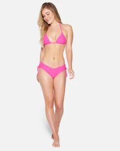 Terry Pop Cheeky Side Tie Bottom -Quality Apparel Shop hb1291 electric pink 4