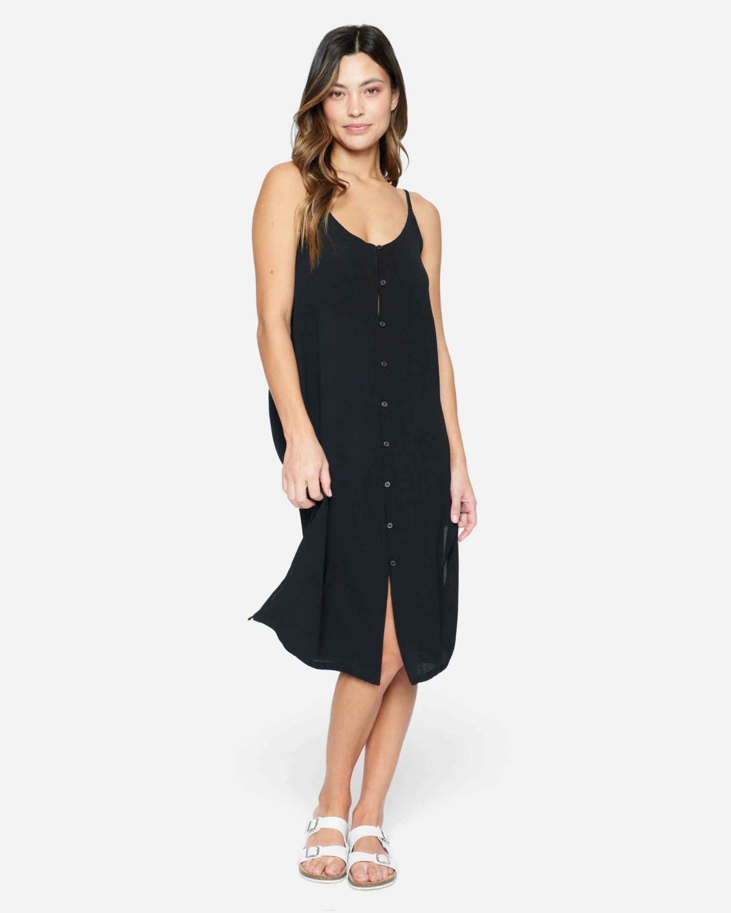 Solid Button Front Midi Dress 1 Solid Button Front Midi Dress