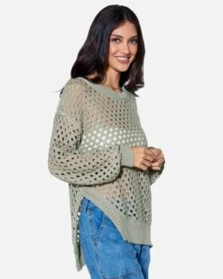 ESSENTIAL KYLIE KNIT SWEATER -Quality Apparel Shop hf24c065 sage olive 3 19378c98 a1f3 4977 8e16 f90b3a1c5834