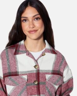 ESSENTIAL PLAID SHACKET -Quality Apparel Shop hf24c530 d burgundy 4 5465f8a6 ca15 4f08 ba26 dd352edcdcbf