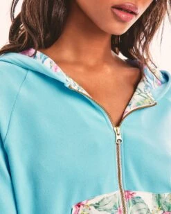LSF X Hurley - Hawaiian Hibiscus Terry Zip Up Hoodie -Quality Apparel Shop hlsfc001 aqua 4