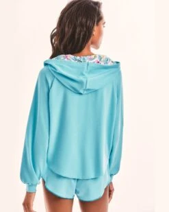 LSF X Hurley - Hawaiian Hibiscus Terry Zip Up Hoodie -Quality Apparel Shop hlsfc001 aqua 5