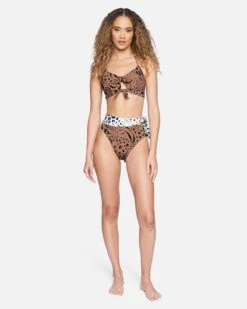 Animix Reversible Tie Front Halter Bikini Top -Quality Apparel Shop ht1138 animix latte 4