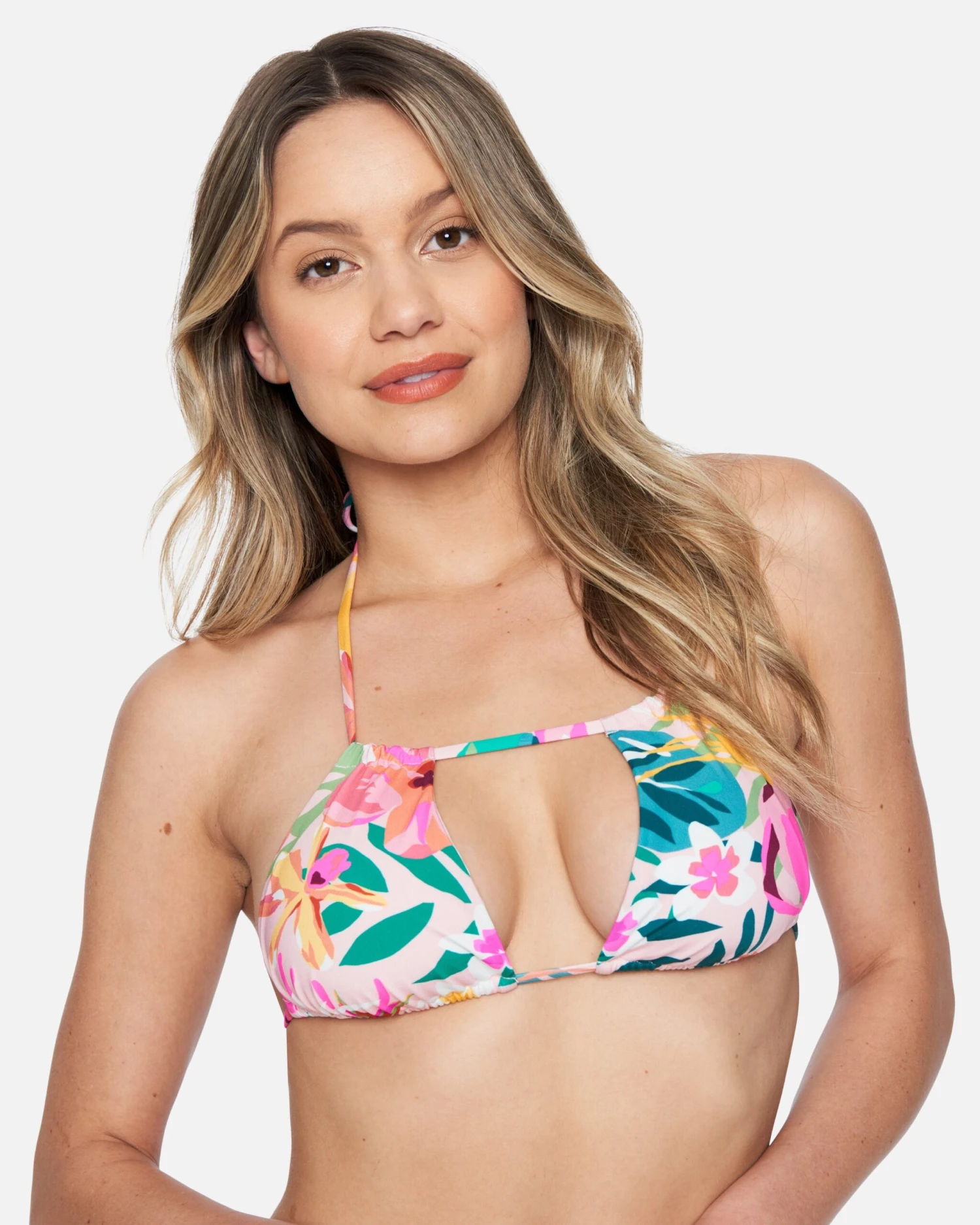 Floral Pop Rouched Tri Bikini Top 1 Floral Pop Rouched Tri Bikini Top