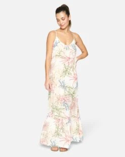 SUMMER PALM RUFFLE MAXI DRESS