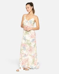 SUMMER PALM RUFFLE MAXI DRESS -Quality Apparel Shop hu004d3 cream multi 3