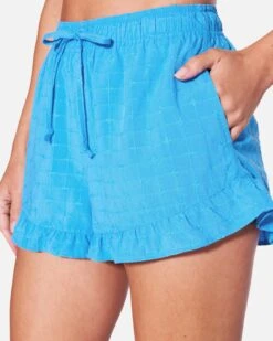Window Pane Ruffle Short -Quality Apparel Shop hu011sh3 blue 5