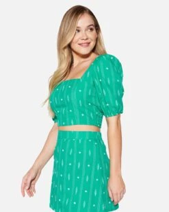 DIAMOND JACQUARD CROP TOP -Quality Apparel Shop hu021w3 vibrant mint 3