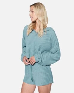 Trista Henley Hoodie -Quality Apparel Shop hu030f3 blue 3