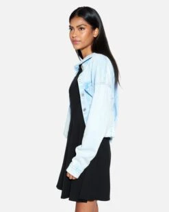 Sol Crop Overshirt -Quality Apparel Shop hu035w3 washed blue 3