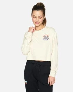 Nascar Team USA Crop Long Sleeve Tee -Quality Apparel Shop hu037k3 vintage white 1