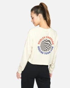 Nascar Team USA Crop Long Sleeve Tee -Quality Apparel Shop hu037k3 vintage white 2