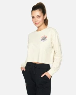 Nascar Team USA Crop Long Sleeve Tee -Quality Apparel Shop hu037k3 vintage white 3