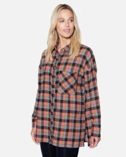 Austin Plaid Boyfriend Shirt -Quality Apparel Shop hu044w3 coral 3