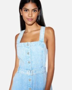 Finley Button Up Mini Dress -Quality Apparel Shop hu045d3 washed blue 4