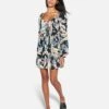Wispy Leaves Scoop Mini Dress