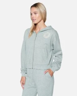Hot Spot Crop Zip Up Hoodie -Quality Apparel Shop hu057f3 med grey heather 3