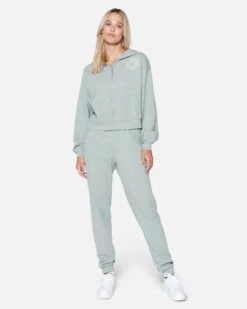 Hot Spot Crop Zip Up Hoodie -Quality Apparel Shop hu057f3 med grey heather 4