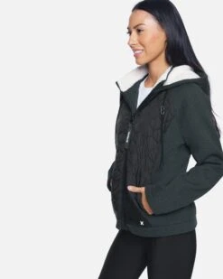 Fleece And Nylon Hoodie -Quality Apparel Shop hur019cha charcoal 3