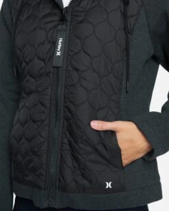 Fleece And Nylon Hoodie -Quality Apparel Shop hur019cha charcoal 5