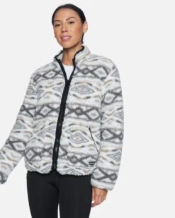 Printed Full Zip Sherpa Jacket
